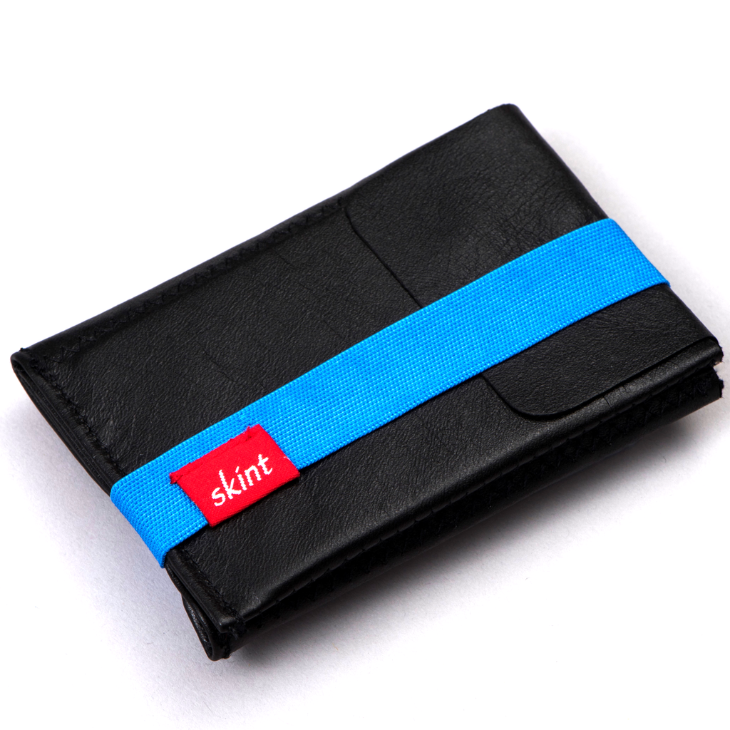 Skint Leather Wallet - Black/Blue