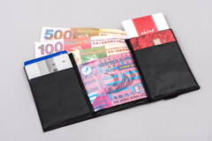 Skint Leather Wallet - Black/Red